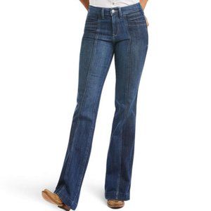 ARIAT DENIM IDA WIDE LEG SLIM TROUSER HIGH RISE STRETCH DENIM SEAMED sz 27R